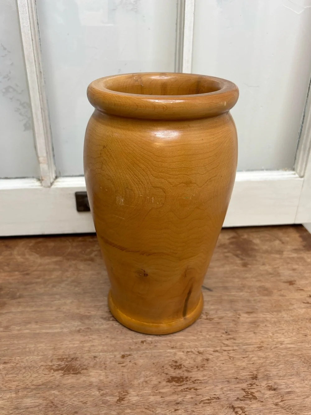 Vintage Natural Teak Wooden Vase — Elegant Home Accent